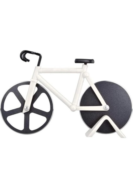 Beyaz Stil Yeni Bisiklet Pizza Kesici Tekerlek Yapışmaz Çift Kesme Tekerlekleri Paslanmaz Çelik Bisiklet Pizza Dilimleyici Pizza Severler Için Tatil Tatili (Yurt Dışından)