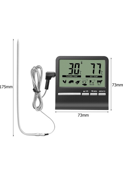 Kırmızı Stil LCD Dijital Pişirme Gıda Termometresi Barbekü Et Termometresi Fırın Sigara Içen Saat Zamanlayıcı Paslanmaz Çelik Prob ile (Yurt Dışından) fiyatları
