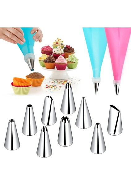 E14-14PCS-MAVI Tarzı Silikon Pasta Torbası G Nozullar Dondurma Kremalı Kek Dekorasyon Araçları Pasta Çantaları + 24 Nozul Seti Yeniden Kullanılabilir Ipuçları Mutfak (Yurt Dışından) indirimleri