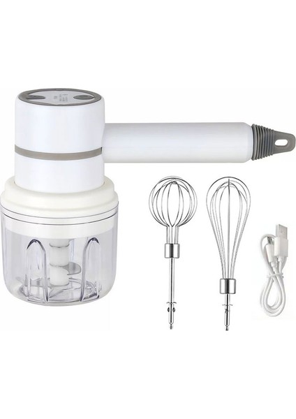 Stil 2 Beyaz Stil 2 In 1 Kablosuz Gıda Mikserleri Taşınabilir Elektrikli Sarımsak Doğrayıcı Ezici Çırpma Yumurta Çırpıcı 3-Speed ​​​​kontrol Mutfak El Köpürtücü (Yurt Dışından)