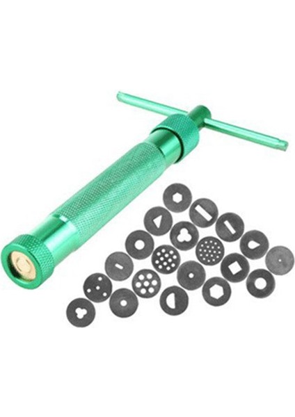 Yeşil Stil Kil Ekstruder Şeker Ezmesi Ekstruder Kil Kek Heykel Tabancası Fondan Kek Dekorasyon Aracı Set 20 Ipuçları Kiti Şeker Ezmesi Fondan Aracı (Yurt Dışından)
