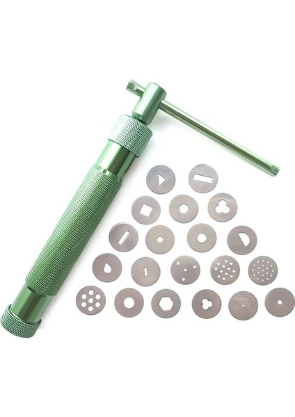 Yeşil Stil Kil Ekstruder Şeker Ezmesi Ekstruder Kil Kek Heykel Tabancası Fondan Kek Dekorasyon Aracı Set 20 Ipuçları Kiti Şeker Ezmesi Fondan Aracı (Yurt Dışından)