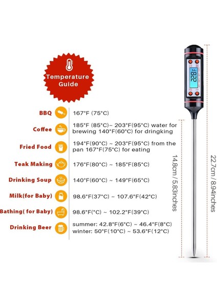 Siyah Stil Mutfak Dijital Barbekü Gıda Termometresi Et Kek Şeker Kızartma Izgara Yemek Ev Yemek Pişirme Termometresi Ölçer Fırın Termometresi Aracı (Yurt Dışından) fiyatları