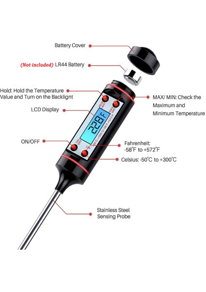 Siyah Stil Mutfak Dijital Barbekü Gıda Termometresi Et Kek Şeker Kızartma Izgara Yemek Ev Yemek Pişirme Termometresi Ölçer Fırın Termometresi Aracı (Yurt Dışından) modelleri