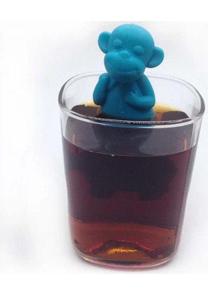 Mavi Stil Lınsbaywu Silikon Maymun Şekli Kupa Bardak Gevşek Yapraklı Herb Spiece Filtre Çay Demlik (Yurt Dışından)