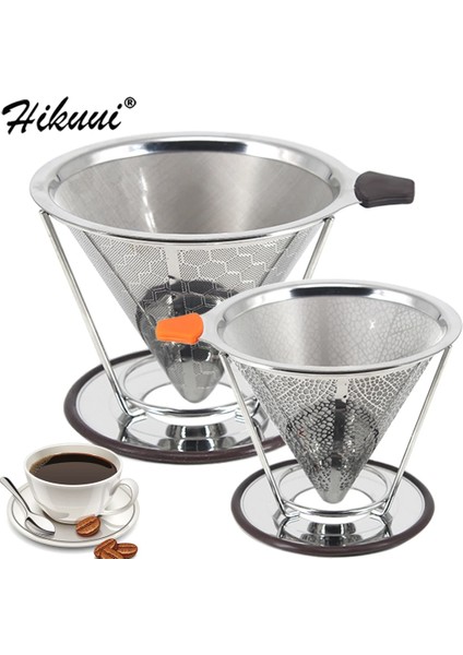 Petek Filtre Stili 125 mm Çift Katmanlı Kahve Filtresi Paslanmaz Çelik Damla Kahve Tutucu Huni Sepetleri Yeniden Kullanılabilir Kahve Filtreleri ve Stand Kahve Filtresi (Yurt Dışından) fiyatları
