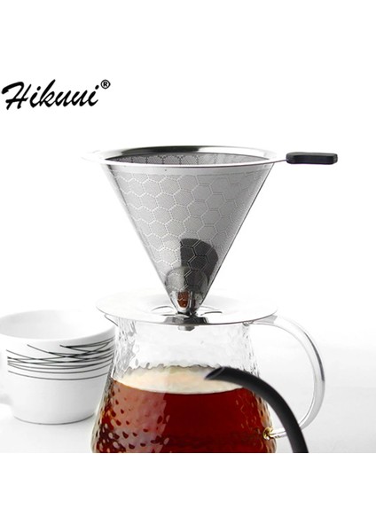 Petek Filtre Stili 125 mm Çift Katmanlı Kahve Filtresi Paslanmaz Çelik Damla Kahve Tutucu Huni Sepetleri Yeniden Kullanılabilir Kahve Filtreleri ve Stand Kahve Filtresi (Yurt Dışından) indirimleri