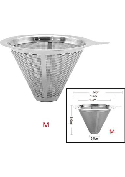 M 2-4 Kişi Stili Yeniden Kullanılabilir Kahve Filtresi Paslanmaz Çelik Koni Kahve Filtre Sepetleri Örgü Süzgeç Stand Tutuculu Kahve Damlatıcı Üzerine Dökün (Yurt Dışından)
