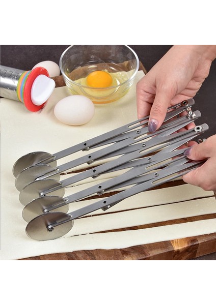 5 Tekerlekli Pizza Kesici Tarzı Paslanmaz Çelik Mutfak Aleti Pizza Kesici Ayarlanabilir Hamur Bölücü Esnek Pizza Rulo Bıçağı Pişirme Aleti Mutfak Aksesuarları (Yurt Dışından) fiyatları