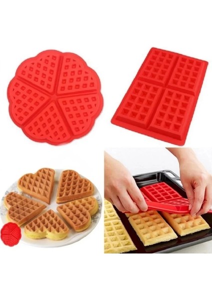 Yuvarlak Stil 4 Izgara Dikdörtgen Silikon Waffle Kalıpları Kek Kalıbı Gözleme ve Waffle Makinesi Dıy El Yapımı Mutfak Bakeware Aksesuarları AT57 (Yurt Dışından)