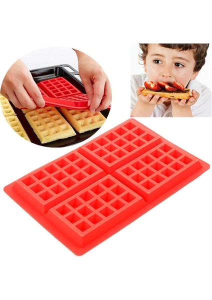 Yuvarlak Stil 4 Izgara Dikdörtgen Silikon Waffle Kalıpları Kek Kalıbı Gözleme ve Waffle Makinesi Dıy El Yapımı Mutfak Bakeware Aksesuarları AT57 (Yurt Dışından)