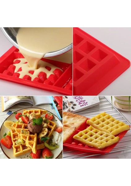 Yuvarlak Stil 4 Izgara Dikdörtgen Silikon Waffle Kalıpları Kek Kalıbı Gözleme ve Waffle Makinesi Dıy El Yapımı Mutfak Bakeware Aksesuarları AT57 (Yurt Dışından)