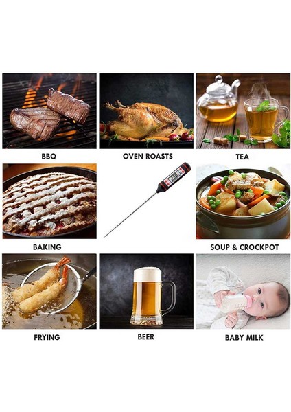 A-Siyah Stil Dijital Et Termometresi Pişirme Gıda Mutfak Barbekü Probu Su Süt Yağı Sıvı Fırın Dijital Sıcaklık Sensörü Ölçer (Yurt Dışından) fiyatları