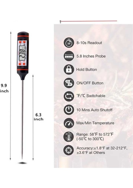 A-Siyah Stil Dijital Et Termometresi Pişirme Gıda Mutfak Barbekü Probu Su Süt Yağı Sıvı Fırın Dijital Sıcaklık Sensörü Ölçer (Yurt Dışından) indirimleri