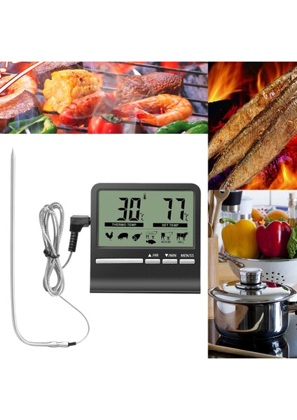 Bir Stil Dijital Barbekü Et Gıda Termometresi Fırın Termometresi ile Zamanlayıcı Et Probu Termometre Mutfak Pişirme Pişirme Aletleri (Yurt Dışından) fırsatları