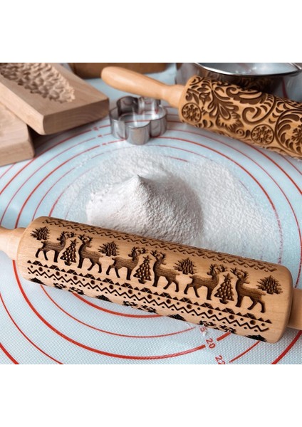 J-Vine Tarzı Noel Desen Oklava Ahşap Kabartma Bisküvi Fondan Pişirme Araçları Ren Geyiği Hamur Oyma Makaralı Ağaçlar Çorap Çanları (Yurt Dışından) indirimleri