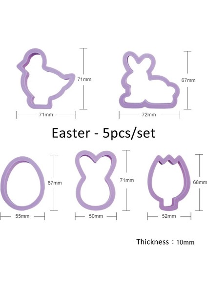 5 Adet Set Stili Paskalya Kurabiye Kalıbı Plastik Hayvan Bisküvi Kesici Karikatür Tavşan Kalıpları Pişirme Araçları Dıy Çocuklar Doğum Günü Partisi Dekorasyon Malzemeleri (Yurt Dışından)