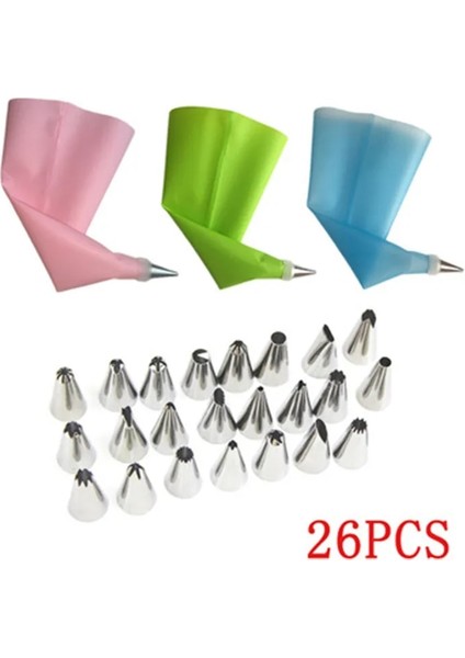 Açık Sarı Stil Ream Nozullar Silikon Pasta Torbası Stainleg Nozullar Dondurma Kreması Cupcake Dekorasyon Araçları Kek Nozulları Şekerleme (Yurt Dışından) fiyatları