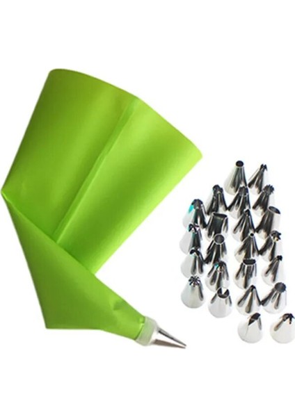 Açık Sarı Stil Ream Nozullar Silikon Pasta Torbası Stainleg Nozullar Dondurma Kreması Cupcake Dekorasyon Araçları Kek Nozulları Şekerleme (Yurt Dışından) modelleri