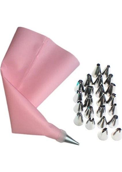 Açık Sarı Stil Ream Nozullar Silikon Pasta Torbası Stainleg Nozullar Dondurma Kreması Cupcake Dekorasyon Araçları Kek Nozulları Şekerleme (Yurt Dışından) fırsatları