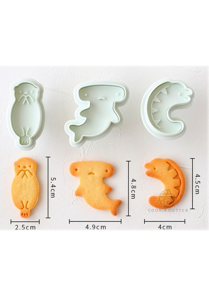 3 Adet Okyanus B Tarzı Sevgililer Günü Sandviç Bisküvi Kalıbı 3D Kurabiye Presleme Kalıp Çiçek Aşk Kalp Meyve Hayvan Kedi Noel Şekli Pişirme Kalıbı (Yurt Dışından)