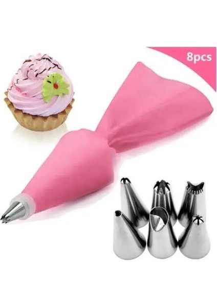 8 Adet Pembe Stil Et Silikon Kek Krem Buzlanma Pasta Torbası G Nozullar Paslanmaz Çelik Cupcake Pasta Dekorasyon Ipuçları Mutfak Pişirme Araçları (Yurt Dışından)