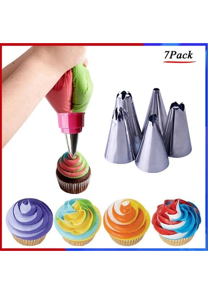 Çift Iki Renkli Silikon Buzlanma G Krem Pasta Torbası +5 Paslanmaz Çelik Nozul Seti Dıy Kek Dekorasyon Araçları (Yurt Dışından)
