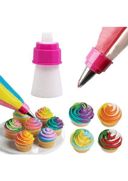 Çift Iki Renkli Silikon Buzlanma G Krem Pasta Torbası +5 Paslanmaz Çelik Nozul Seti Dıy Kek Dekorasyon Araçları (Yurt Dışından) fiyatları