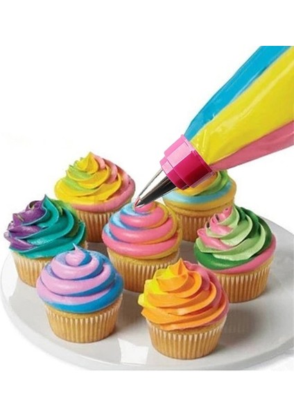 Çift Iki Renkli Silikon Buzlanma G Krem Pasta Torbası +5 Paslanmaz Çelik Nozul Seti Dıy Kek Dekorasyon Araçları (Yurt Dışından) modelleri