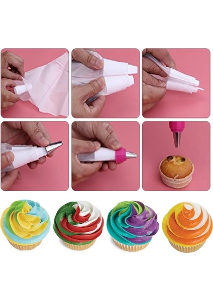 Çift Iki Renkli Silikon Buzlanma G Krem Pasta Torbası +5 Paslanmaz Çelik Nozul Seti Dıy Kek Dekorasyon Araçları (Yurt Dışından) fırsatları