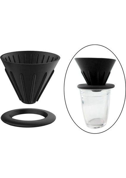 Yüzük Tarzı Siyah Katlanabilir Koni Üzerine Dökün Damlatıcı Yeniden Kullanılabilir Kahve Filtresi Bardak Tutucu Silikon Taşınabilir Filtre Üreticileri Seyahat Koni Kamp Damlası (Yurt Dışından)