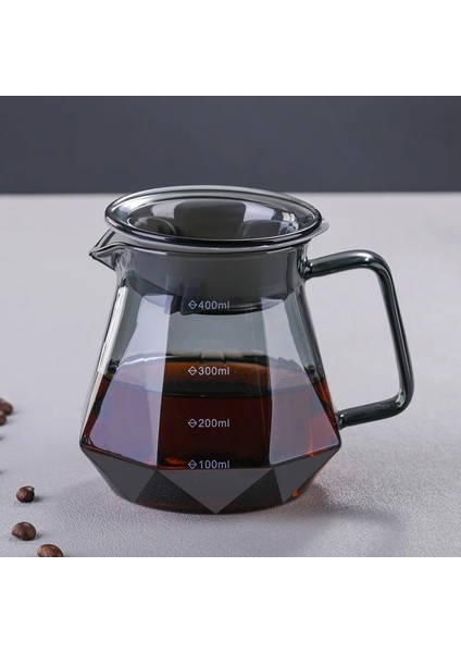 400ML Stili Kaplama Dumanlı Gri Cam Cezve Seti Bulut Pot V60 Kahve Huni Filtre Fincan Kahve Kağıdı ile Çok Parçalı Set Damla Şişe Seti (Yurt Dışından)