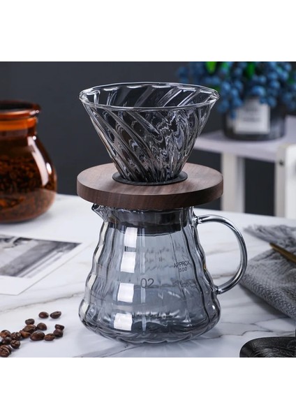 400ML Stili Kaplama Dumanlı Gri Cam Cezve Seti Bulut Pot V60 Kahve Huni Filtre Fincan Kahve Kağıdı ile Çok Parçalı Set Damla Şişe Seti (Yurt Dışından) modelleri