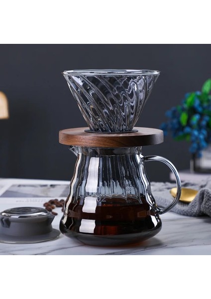 400ML Stili Kaplama Dumanlı Gri Cam Cezve Seti Bulut Pot V60 Kahve Huni Filtre Fincan Kahve Kağıdı ile Çok Parçalı Set Damla Şişe Seti (Yurt Dışından) fırsatları