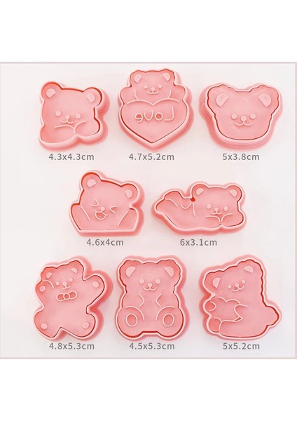 8 Adet Tarzı Ayı Et Karikatür Ayı Kurabiye Kesici Bisküvi Kalıbı 3D Ayı Basın Plastik Kurabiye Kalıbı Fondan Pişirme Aracı Kurabiye Dekorasyon Araçları (Yurt Dışından)
