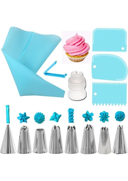 Gök Mavisi Tarzı Et Yeniden Kullanılabilir Buzlanma G Nozullar Seti Pasta Torbası Kazıyıcı Çiçek Kremi Ipuçları Dönüştürücü Pişirme Fincan Dıy Kek Dekorasyon Araçları (Yurt Dışından)