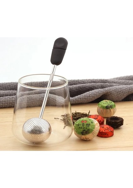 Siyah Stil Bahar Kaşığı Çay Örgü Top Demlik Filtre Çay Kaşığı Sıkma Yaratıcı Süzgeç Metal Paslanmaz Çelik Saplı Kaşık Örgü Drenaj (Yurt Dışından) fırsatları