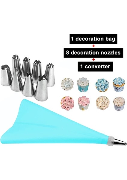 10 Adet Set Stili Pcsset Silikon Pasta Torbası Ipuçları Mutfak Kek Buzlanma G Kremalı Kek Dekorasyon Araçları Yeniden Kullanılabilir Meme Seti +1 Pasta Torbaları (Yurt Dışından)