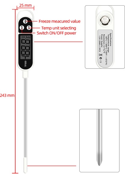 C Stili TP300 Gıda Termometresi Mutfak Termometresi Barbekü Elektronik Fırın Termometre Et Suyu Süt Pişirme Gıda Probu Mutfak Aletleri (Yurt Dışından) fiyatları