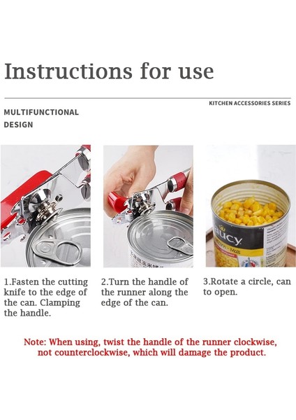 Kırmızı Stil En Iyi Konserve Açacağı Mutfak Aletleri Profesyonel El Manuel Paslanmaz Çelik Konserve Açacağı Yandan Kesilmiş Manuel Kavanoz Açacağı Faydalı Aletler (Yurt Dışından) indirimleri