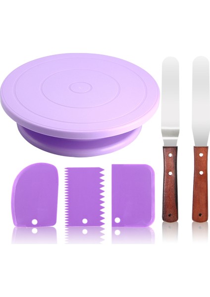 Kek Seti-3 Tarzı Dıy Kek Pikap Pişirme Silikon Kalıp Kek Tabağı Dönen Yuvarlak Kek Dekorasyon Araçları Döner Masa Pasta Malzemeleri Kek Standı (Yurt Dışından)