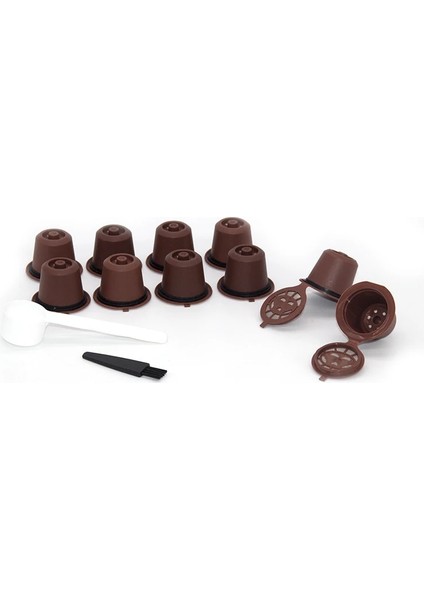 Kahverengi Tarzı 10 Parça Yeniden Doldurulabilir Yeniden Kullanılabilir Nespresso Kahve Kapsülü Bir Kaşık ve Fırça ile Yeniden Kullanılabilir Nespresso Kapsülleri (Yurt Dışından) fiyatları