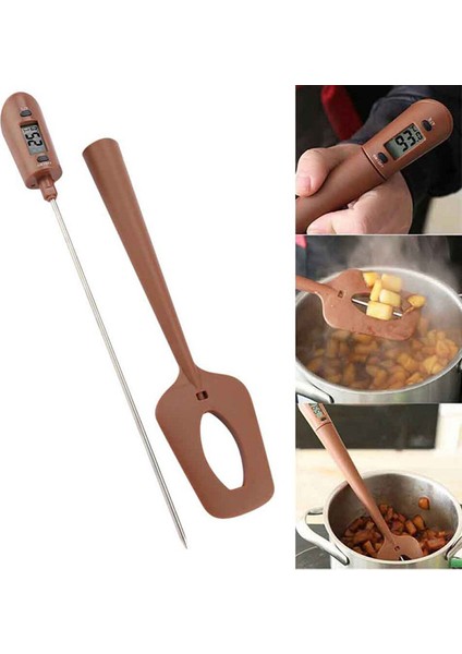 Kahverengi Tarzı Mutfak Dijital Gıda Termometresi Silikon Çikolata Spatula Dijital Süt Kahve Şurubu Et Gıda Probu Pişirme Barbekü Göstergesi Aracı (Yurt Dışından) fiyatları