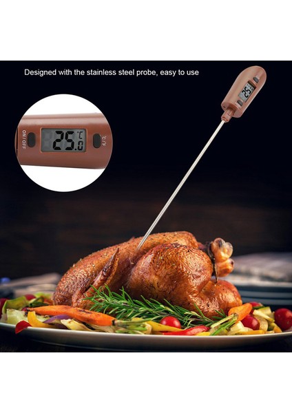 Kahverengi Tarzı Mutfak Dijital Gıda Termometresi Silikon Çikolata Spatula Dijital Süt Kahve Şurubu Et Gıda Probu Pişirme Barbekü Göstergesi Aracı (Yurt Dışından) indirimleri