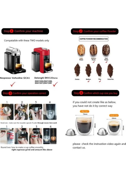 Resim Stili Olarak Nepsresso Vertuo Dolum Kapsül Pod Için Icafilas Nespresso Vertuoline Gca1 ve Delonghi ENV135 Için Paslanmaz Çelik Kahve Filtreleri (Yurt Dışından) fırsatları