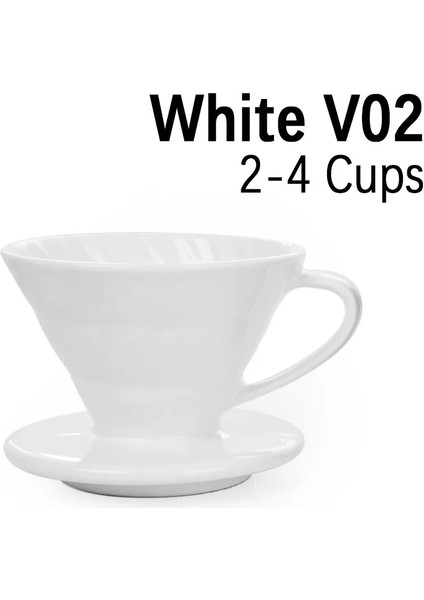Beyaz V02 Stili Seramik V60 Kahve Damlatıcı Kahve Makinesi Üzerine Dökün V Şekli Damla Kahve Filtresi Claolor Beyaz Siyah Kırmızı Kahverengi V01 V02 (Yurt Dışından)