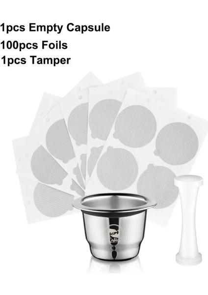 Ordu Yeşili Tarzı Icafilas Nespresso Için Yeniden Kullanılabilir Kahve Kapsülü Folyo Kapaklı Paslanmaz Çelik Filtre Sabotaj Dozajlı Espresso Pod (Yurt Dışından)