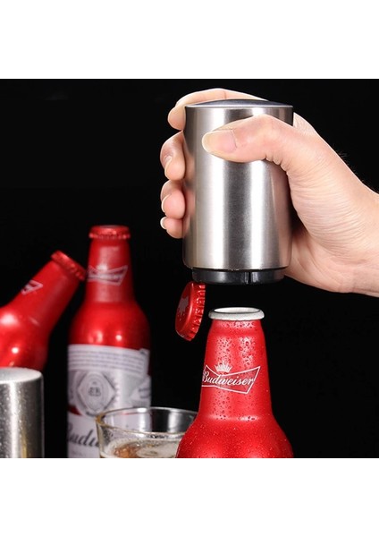 Altın Tarzı Paslanmaz Çelik Bira Şişe Açacağı, Manyetik Otomatik Pres Kapak Açacağı, Soda Kapağı Açacağı Taşınabilir Bar Aletleri Mutfak Aksesuarları (Yurt Dışından) fırsatları