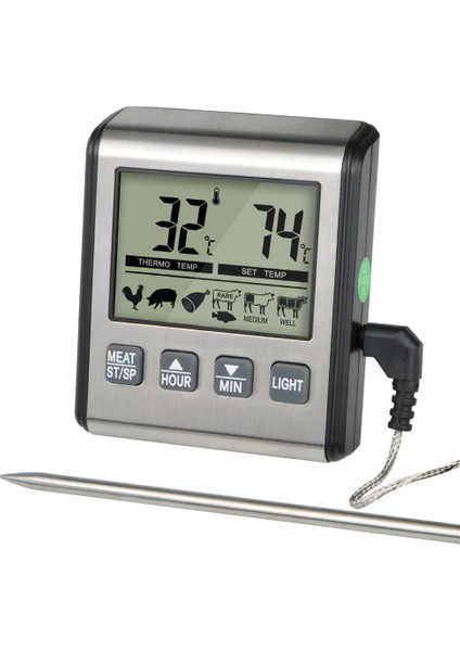 RS05 Stili Moseko Dijital Et Termometresi Yemek Pişirme Için Mutfak Fırını Sigara Içen Barbekü Izgara Zamanlayıcı Modu Arkadan Aydınlatmalı Paslanmaz Çelik Prob (Yurt Dışından) fiyatları
