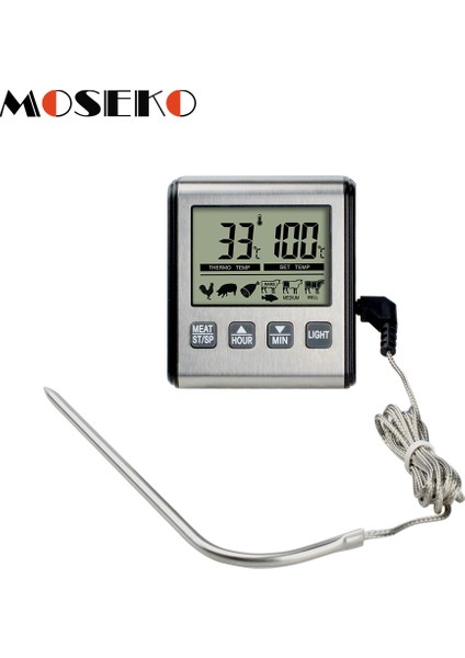 RS05 Stili Moseko Dijital Et Termometresi Yemek Pişirme Için Mutfak Fırını Sigara Içen Barbekü Izgara Zamanlayıcı Modu Arkadan Aydınlatmalı Paslanmaz Çelik Prob (Yurt Dışından) modelleri